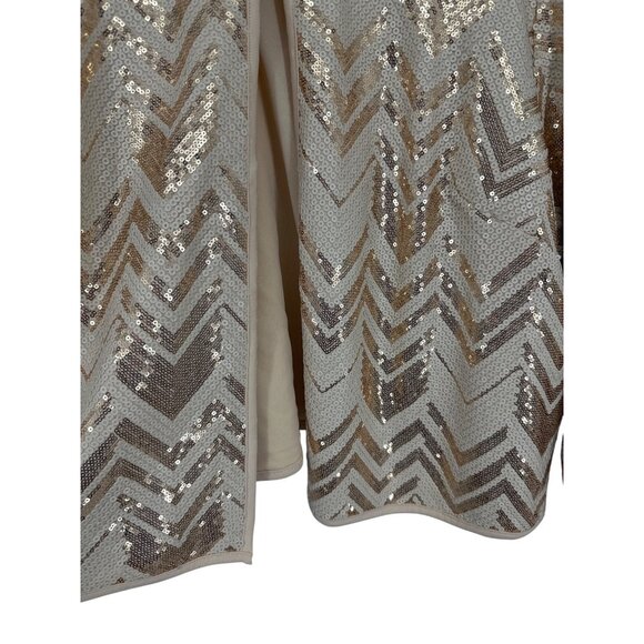 Bob Mackie Wearable Art Beige & Gold Sequin Chevron Jacket Fully Lined Size XL - Picture 3 of 9